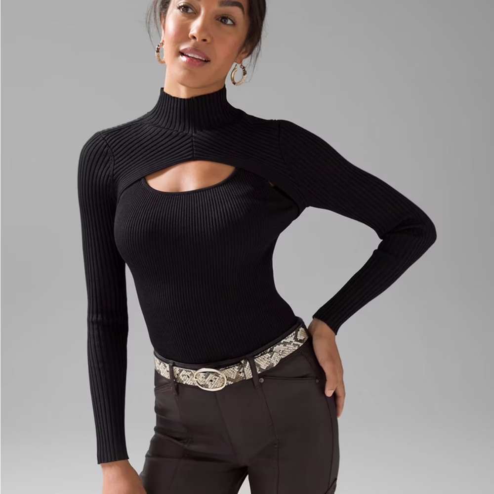 WHBM Long Sleeve Cutout Turtleneck Sweater